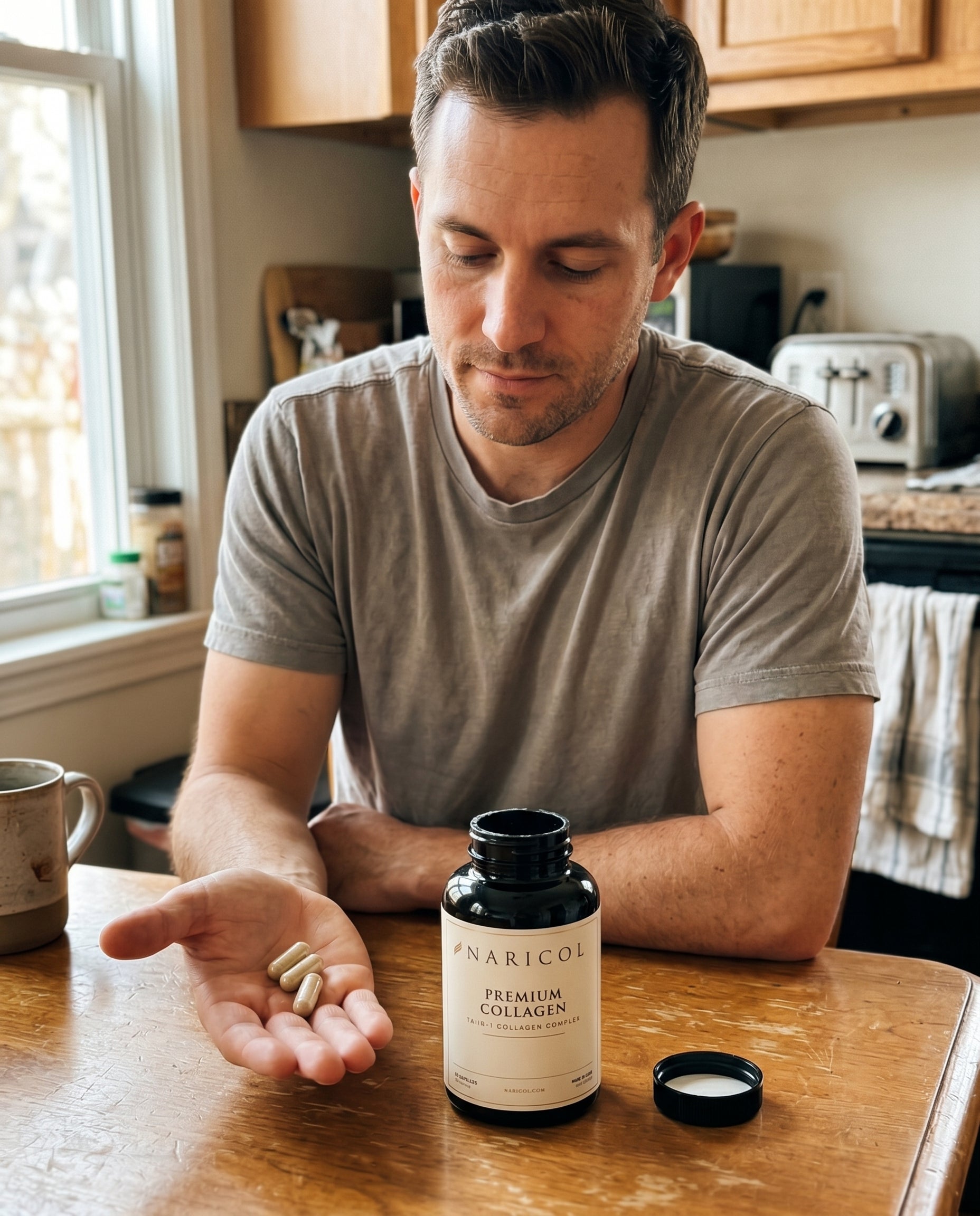 Man holding Naricol capsules in palm — UGC lifestyle